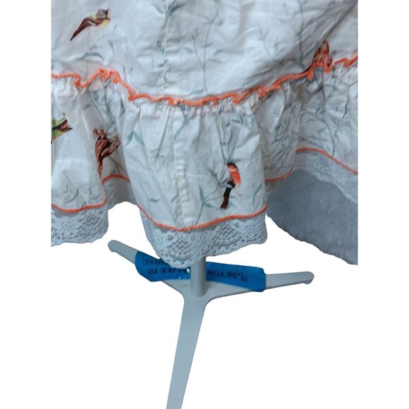 Fox & Heron Dress Bird Print Lace Trim Bow Girls 6 A Line Short Sleeves Comfort - Picture 13 of 14